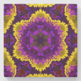 Psychedelic Mandala Flower Gult and Lila Stenunderlägg