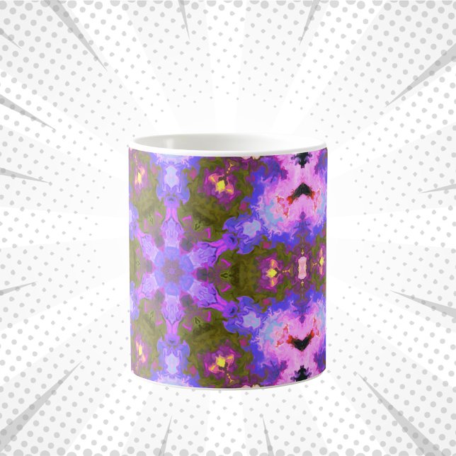Psychedelic Mandala Flower Lila and Blue Kaffemugg (Skapare uppladdad)