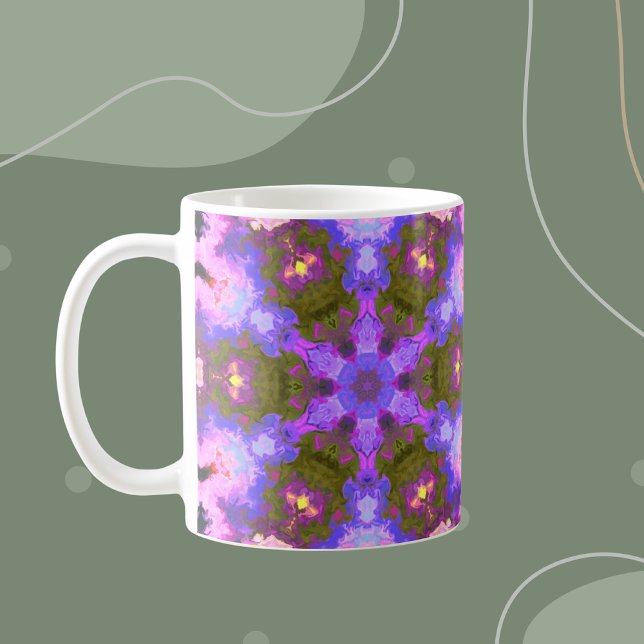 Psychedelic Mandala Flower Lila and Blue Kaffemugg (Skapare uppladdad)