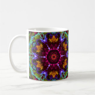 Psychedelic Mandala Flower Lila Orange and Grönt Kaffemugg