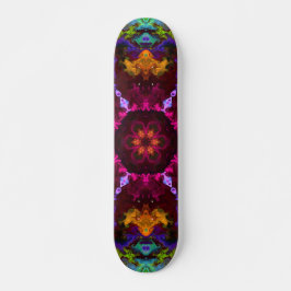 Psychedelic Mandala Flower Lila Orange and Grönt Mini Skateboard Bräda 18,5 Cm