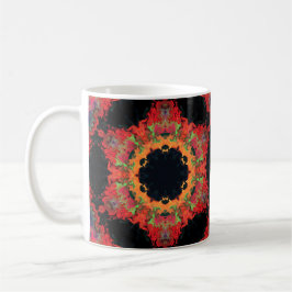 Psychedelic Mandala Flower Red Orange and Grönt Kaffemugg