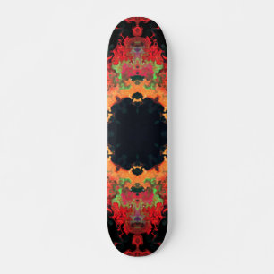 Psychedelic Mandala Flower Red Orange and Grönt Mini Skateboard Bräda 18,5 Cm
