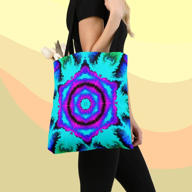 Psychedelic Mandala Flower Rosa Lila och Blue Tygkasse (Skapare uppladdad)