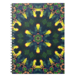 Psychedelic Mandala Gult Blue och Grönt Anteckningsbok