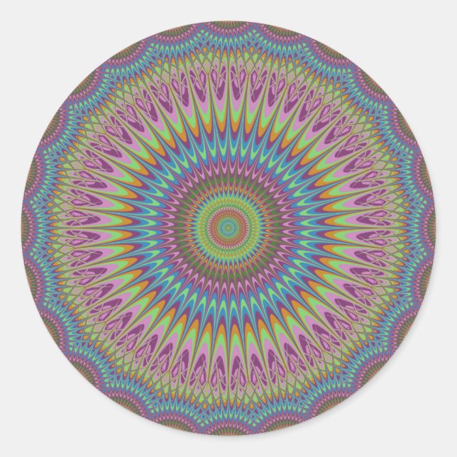 Psychedelic mandala runt klistermärke (Framsida)