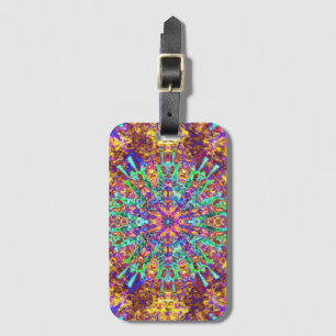 Psychedelic Mandala Trippy Hippie Färg Stänk Bagagebricka