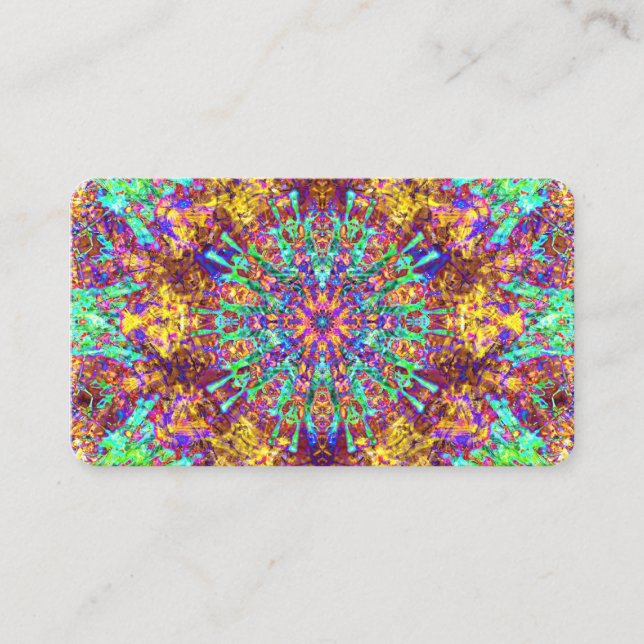 Psychedelic Mandala Trippy Hippie Färg Stänk Visitkort (Framsida)