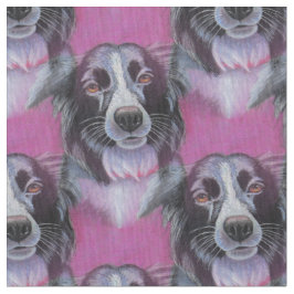Psychedelic Måne Hund Gräns Collie Fabric Tyg