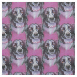Psychedelic Måne Hund Gräns Collie Fabric Tyg