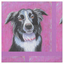 Psychedelic Måne Hund Gräns Collie Fabric