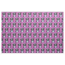 Psychedelic Måne Hund Gräns Collie Fabric Tyg