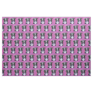 Psychedelic Måne Hund Gräns Collie Fabric Tyg