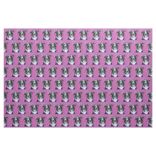 Psychedelic Måne Hund Gräns Collie Fabric Tyg (Yard)