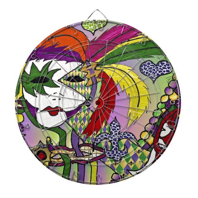 Psychedelic Mardi Gras Feather Mask Darttavla (Framsidan)