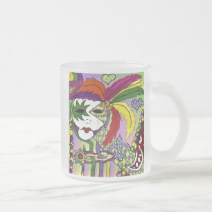 Psychedelic Mardi Gras Feather Mask Frostad Glasmugg
