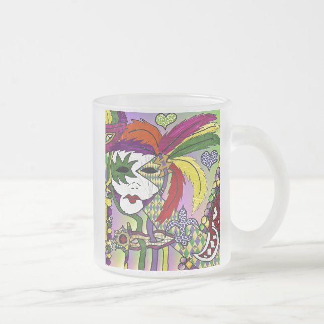 Psychedelic Mardi Gras Feather Mask Frostad Glasmugg (Höger)