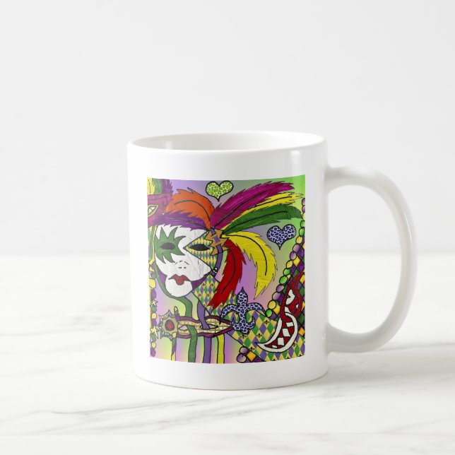 Psychedelic Mardi Gras Feather Mask Kaffemugg (Höger)