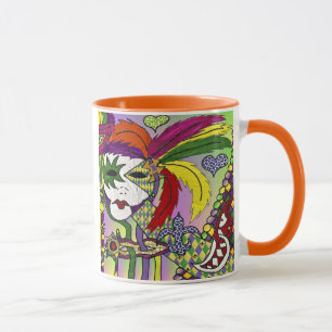 Psychedelic Mardi Gras Feather Mask Mugg