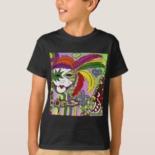 Psychedelic Mardi Gras Feather Mask T-shirt