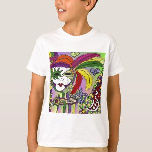 Psychedelic Mardi Gras Feather Mask T-shirt