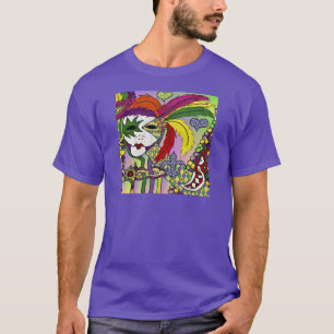 Psychedelic Mardi Gras Feather Mask T Shirt