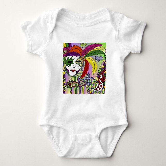 Psychedelic Mardi Gras Feather Mask Tee Shirt (Framsida)