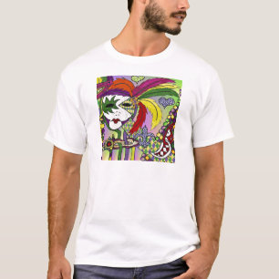 Psychedelic Mardi Gras Feather Mask Tee Shirt