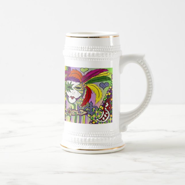 Psychedelic Mardi Gras Feather Masks Beer Stein Sejdel (Höger)