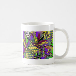 Psychedelic Mardi Gras Feather Masks Gifts Apparat Kaffemugg