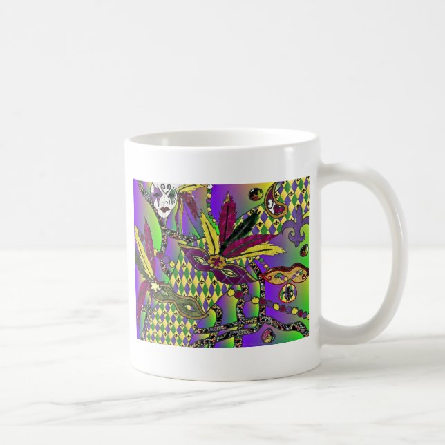 Psychedelic Mardi Gras Feather Masks Gifts Apparat Kaffemugg (Höger)