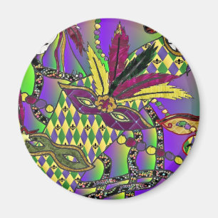 Psychedelic Mardi Gras Feather Masks Gifts Apparat Magnet