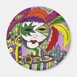 Psychedelic Mardi Gras Feather Masks Gifts Apparat Magnet