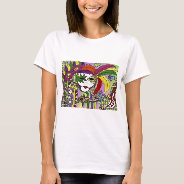 Psychedelic Mardi Gras Feather Masks Gifts Apparat Tee (Framsida)