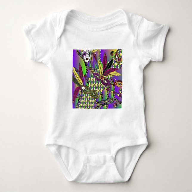Psychedelic Mardi Gras Feather Masks Gifts Apparat Tee Shirt (Framsida)