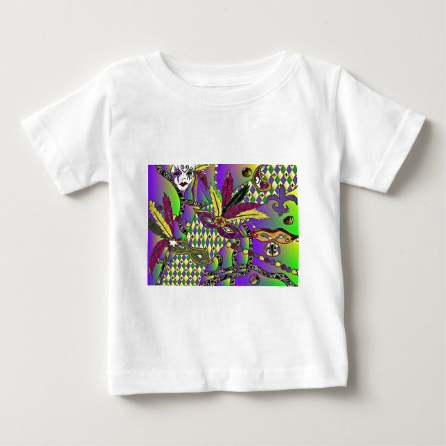 Psychedelic Mardi Gras Feather Masks Gifts Apparat Tee Shirt (Framsida)