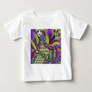 Psychedelic Mardi Gras Feather Masks T-shirt