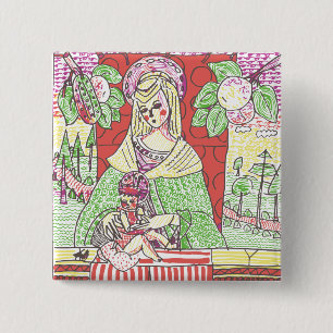 Psychedelic Maria och hennes son (Jesus) Knapp