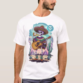 Psychedelic Mexican-Stil Skeleton Drinks Tequila T Shirt