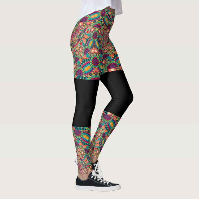 Psychedelic Millefiori Mandala Art Yoga leggings (Höger)