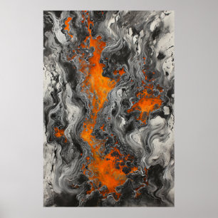 Psychedelic Molten Lava Over Graphite Abstrakt Art Poster