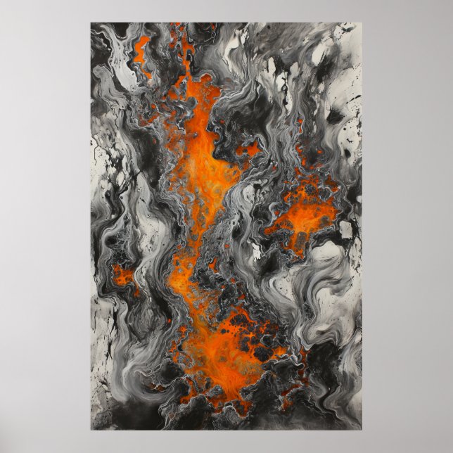 Psychedelic Molten Lava Over Graphite Abstrakt Art Poster (Framsidan)