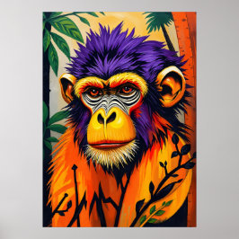 Psychedelic Monkey Ansikte - Neon Jungle Energy Poster