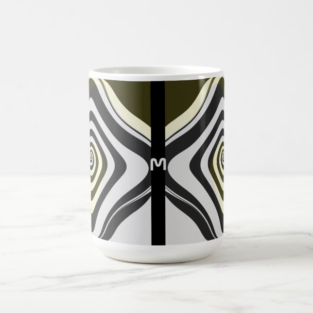 Psychedelic Monogram Swirl Groovy Fractal Art Magisk Mugg (Center)