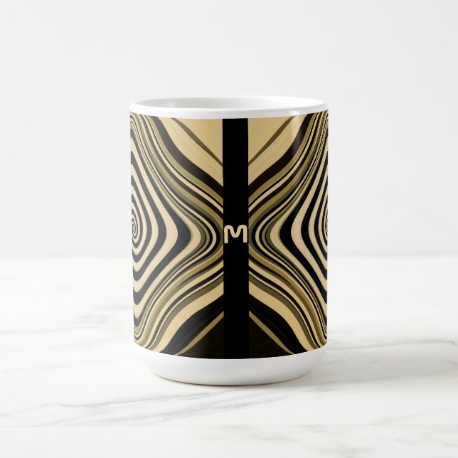 Psychedelic Monogram Swirl Groovy Fractal Art Magisk Mugg (Center)