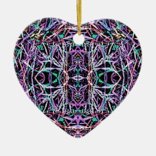 Psychedelic Mönster i Rosa Julgransprydnad Keramik