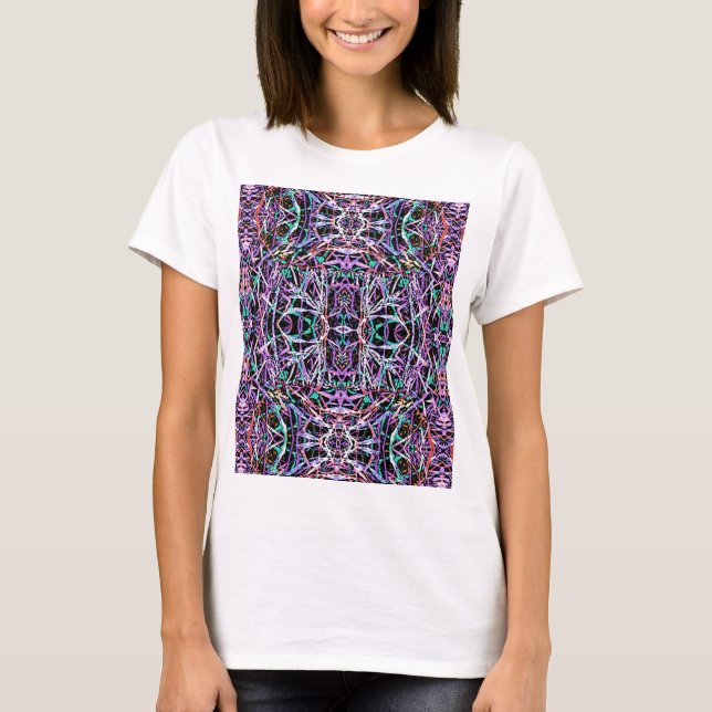 Psychedelic Mönster i Rosa Tee Shirt (Framsida)