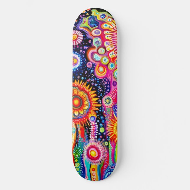 Psychedelic Mönster Mini Skateboard Bräda 18,5 Cm (Framsida)