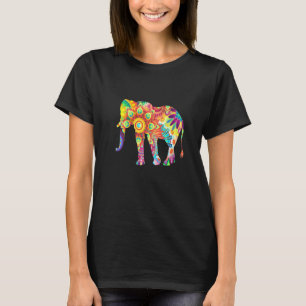 Psychedelic Multi-Färg Elephant T Shirt