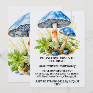 Psychedelic Mushroom Forest Print Födelsedagsfest Inbjudningar